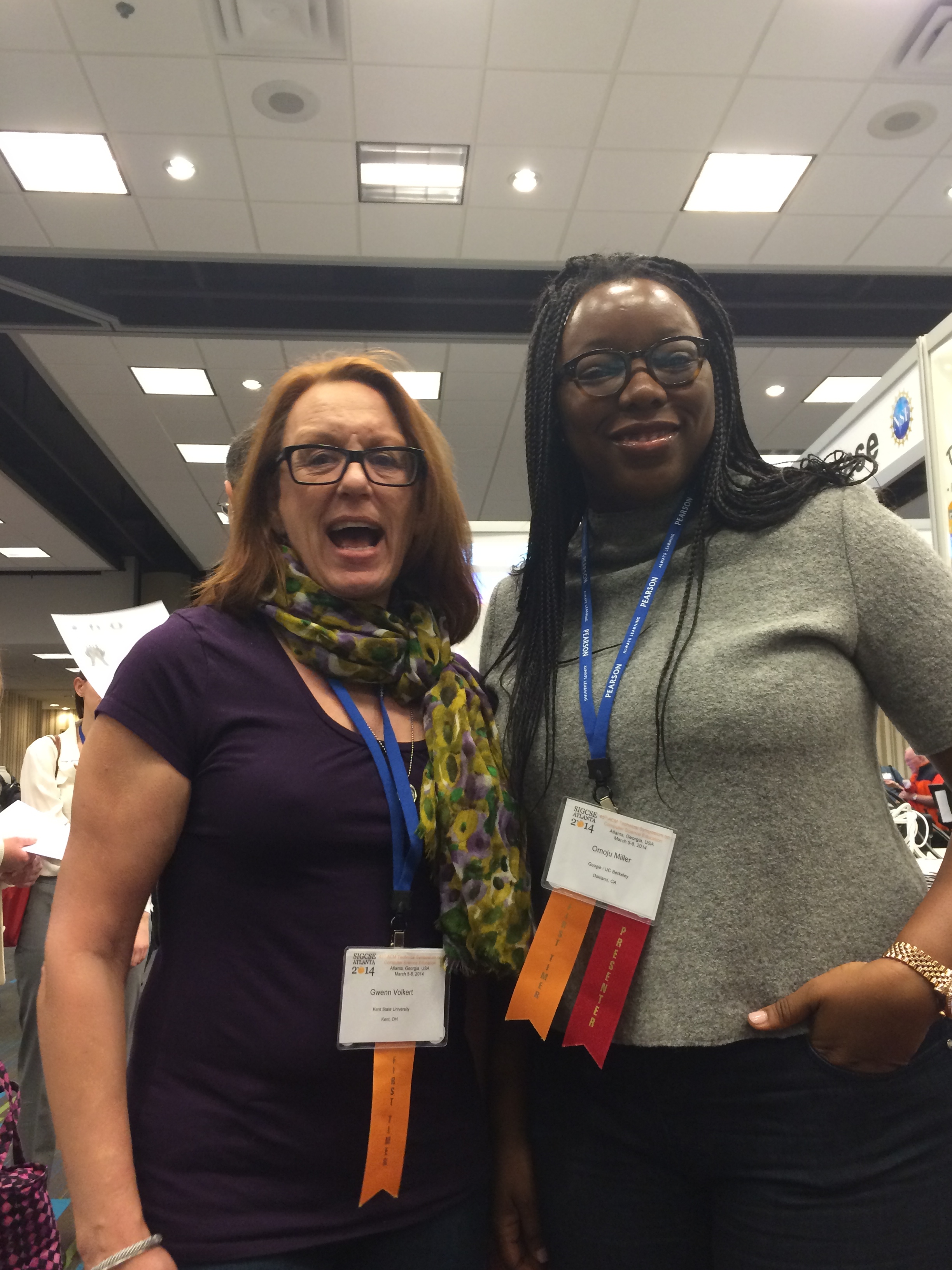Omoju reuniting with Gwenn Volkert at SIGCSE 2014, after 15 years.